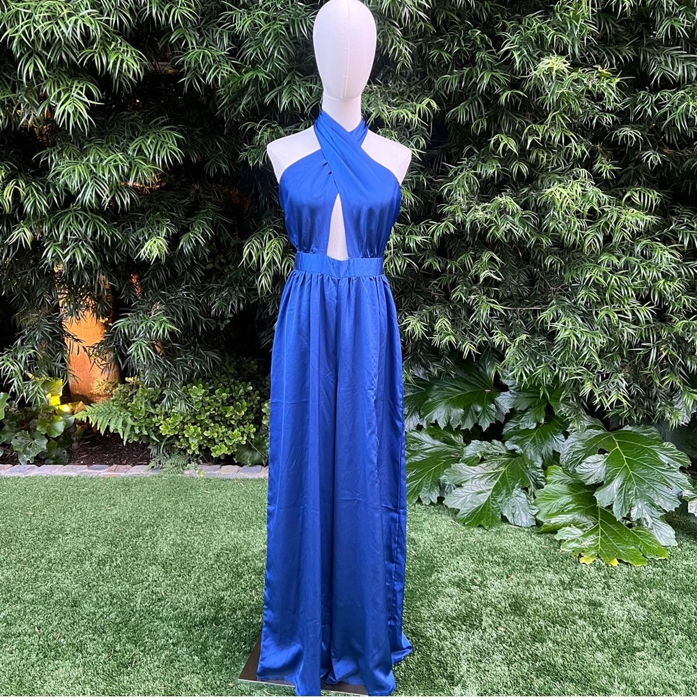 NASTYGAL Halter Wide Leg Jumpsuit